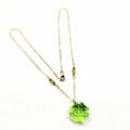 14 K Gold Filled Light Green Crystal Clover Necklace
