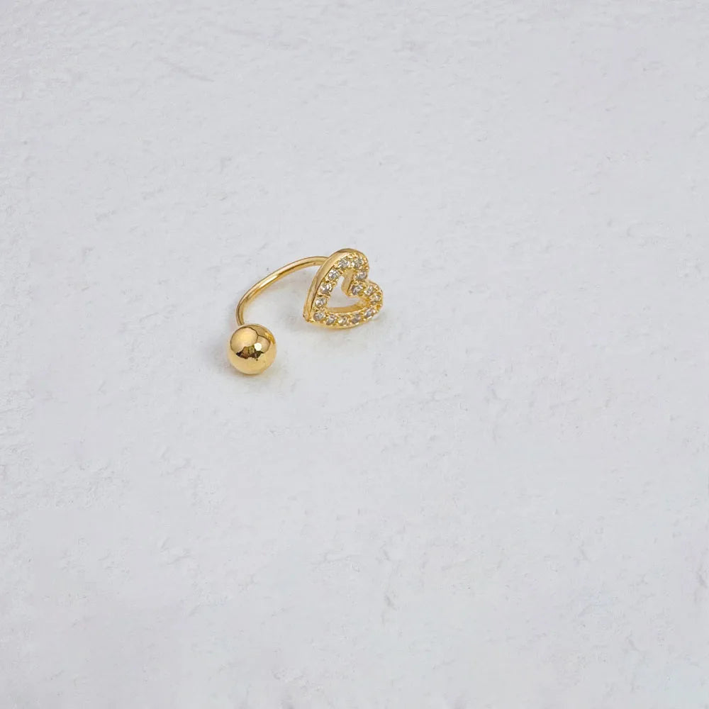 1Pc Zircon Heart-Shaped Nose Ring, 14K Gold Plated Stainless Steel Piercing Jewelry for Women Daily Wear Body Piercing Accessory