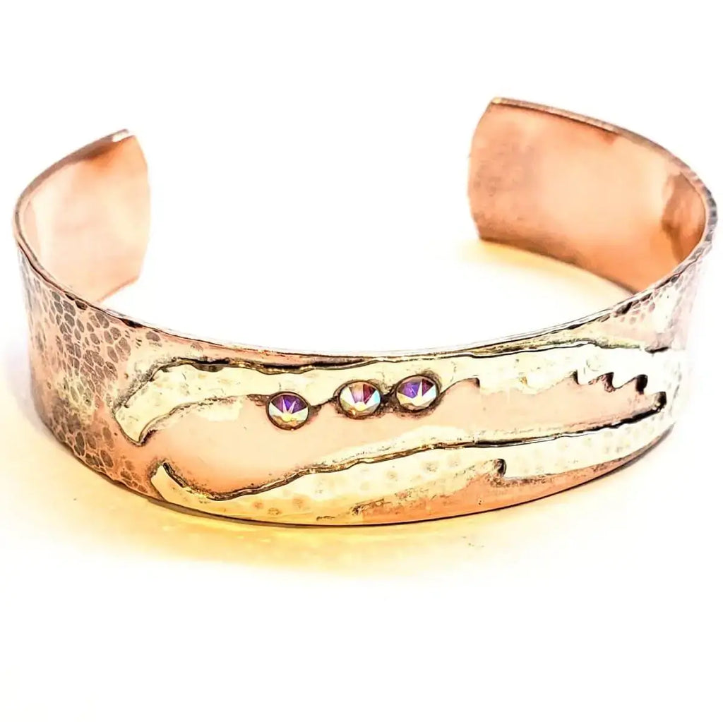 Copper Sculpted Angel Wing Frame Cuff Bracelet