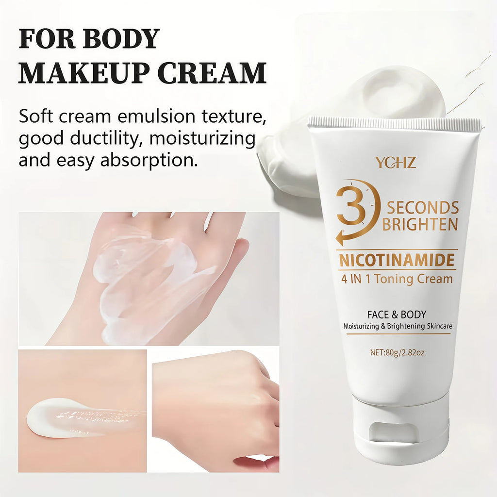 3-Second Quick Skin Tone Evens-Out Cream, 4-in-1 Skin Brightening and Moisturizing Cream, Deep Hydration, Refreshing and Non-Sticky, Contains Niacinamide and Vitamins C, E, Light Beige Skin Care Cream, Skin Care.