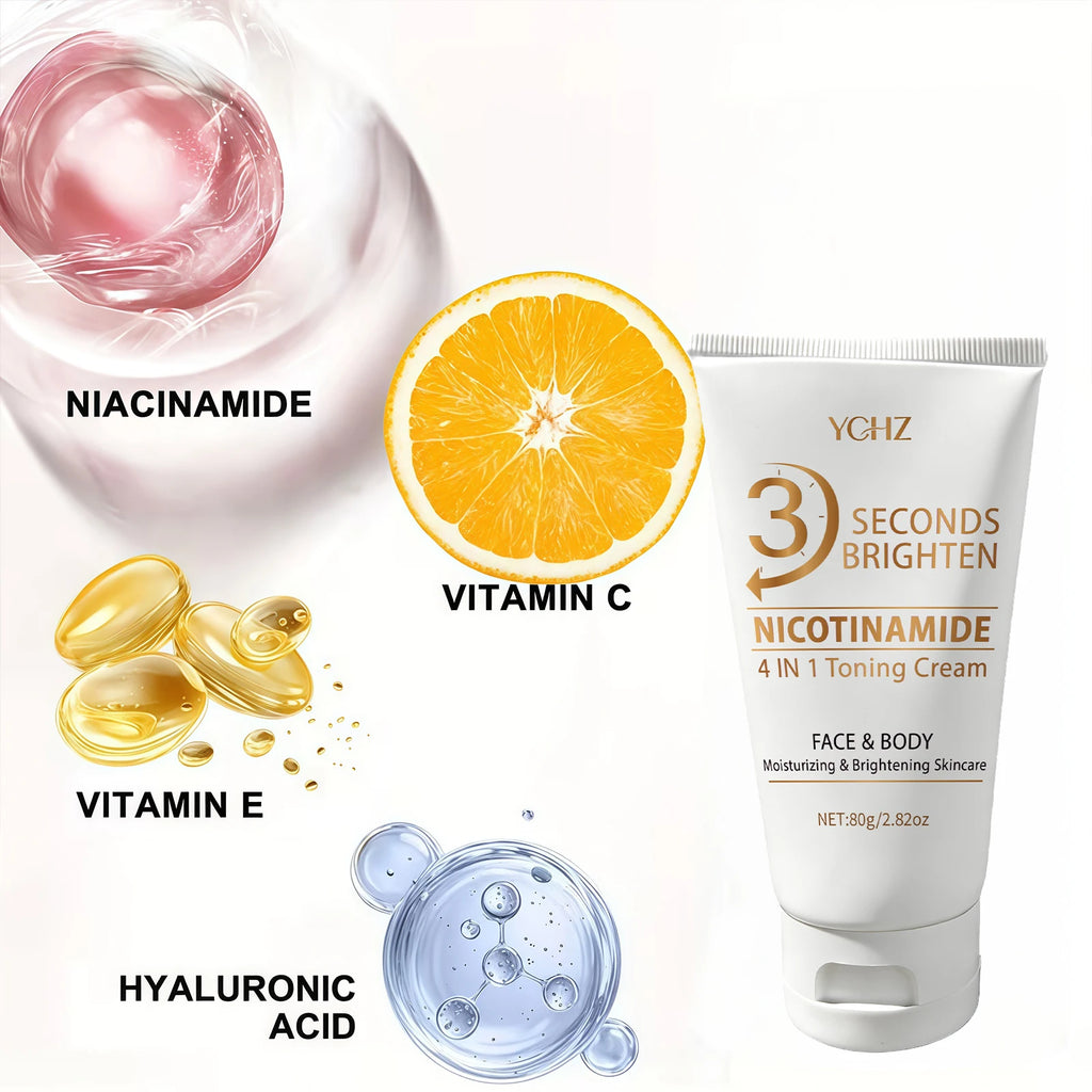 3-Second Quick Skin Tone Evens-Out Cream, 4-in-1 Skin Brightening and Moisturizing Cream, Deep Hydration, Refreshing and Non-Sticky, Contains Niacinamide and Vitamins C, E, Light Beige Skin Care Cream, Skin Care.