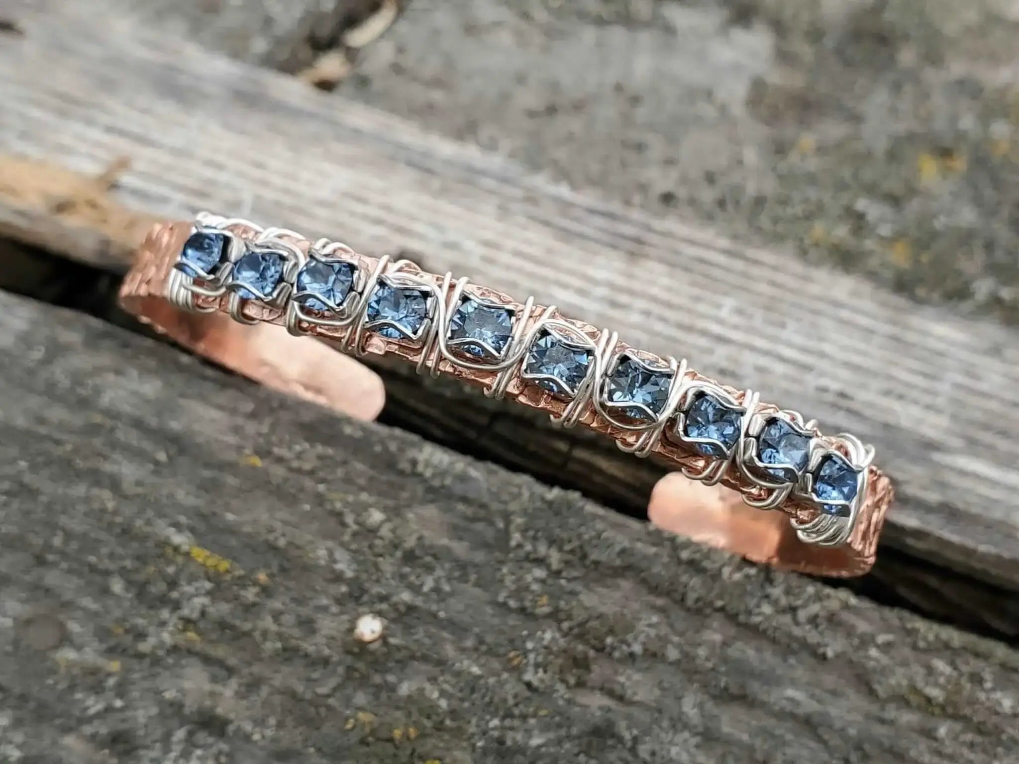 16 Gauge Copper Rhinestone Cuff Bangle