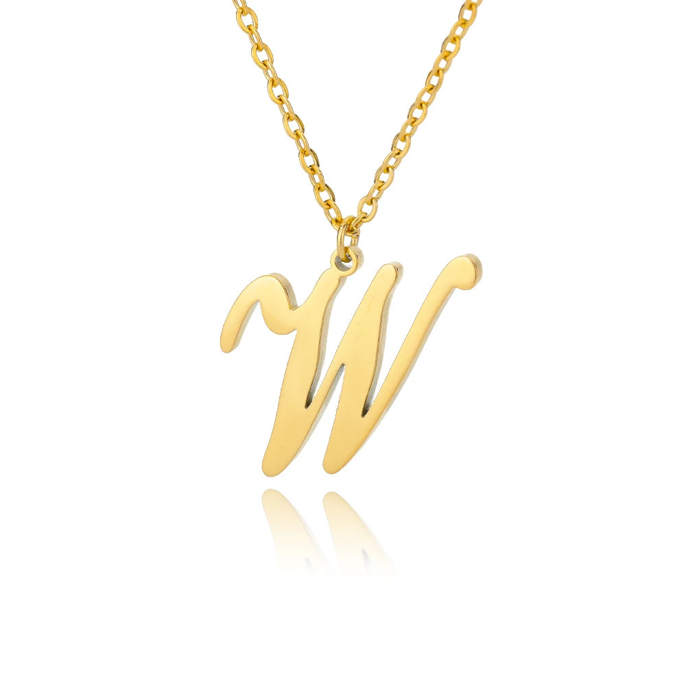 Dainty Initial Letter Necklaces For Women Gold Color Minimalist  Stainless Steel Initial Necklace Femme Wedding Jewelry Gift