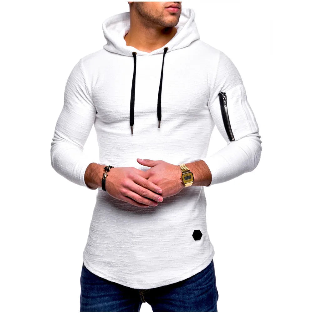 New Spring Men's Hooded T Shirt Slim Fit Cotton Long Sleeve Casual Zipper T-shirts Tops and Tees Hoodies Tshirt for Men  MY174