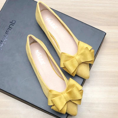 Women Flats with Big Bowknot Red Wedding Shoes Flat Heel Butterfly-knot Soft Sole Small Size 33 34 large size 43 Rose Red Flats