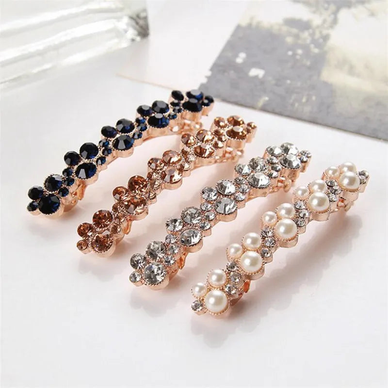 Fashion 11 Colors Korean Crystal Pearl Hair Clips Elegant Women Barrettes Hairpins Hairgrips Headwear Hair Accessories