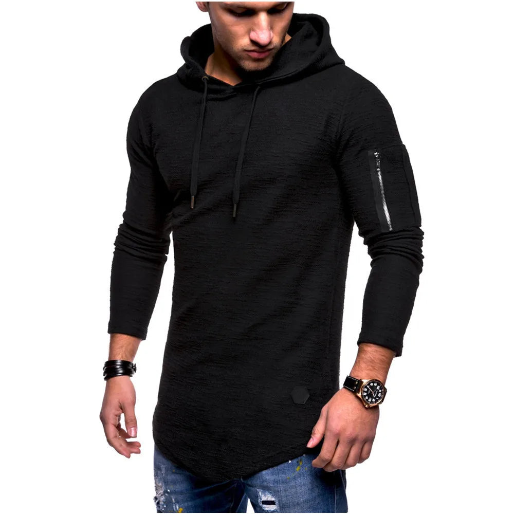 New Spring Men's Hooded T Shirt Slim Fit Cotton Long Sleeve Casual Zipper T-shirts Tops and Tees Hoodies Tshirt for Men  MY174