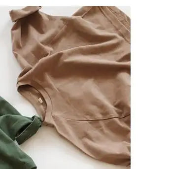 Baby Boys Girls Pure Color T-shirt Tops Autumn Baby Boys Girls Long Sleeve Cotton Pullover T-shirt Children Clothing