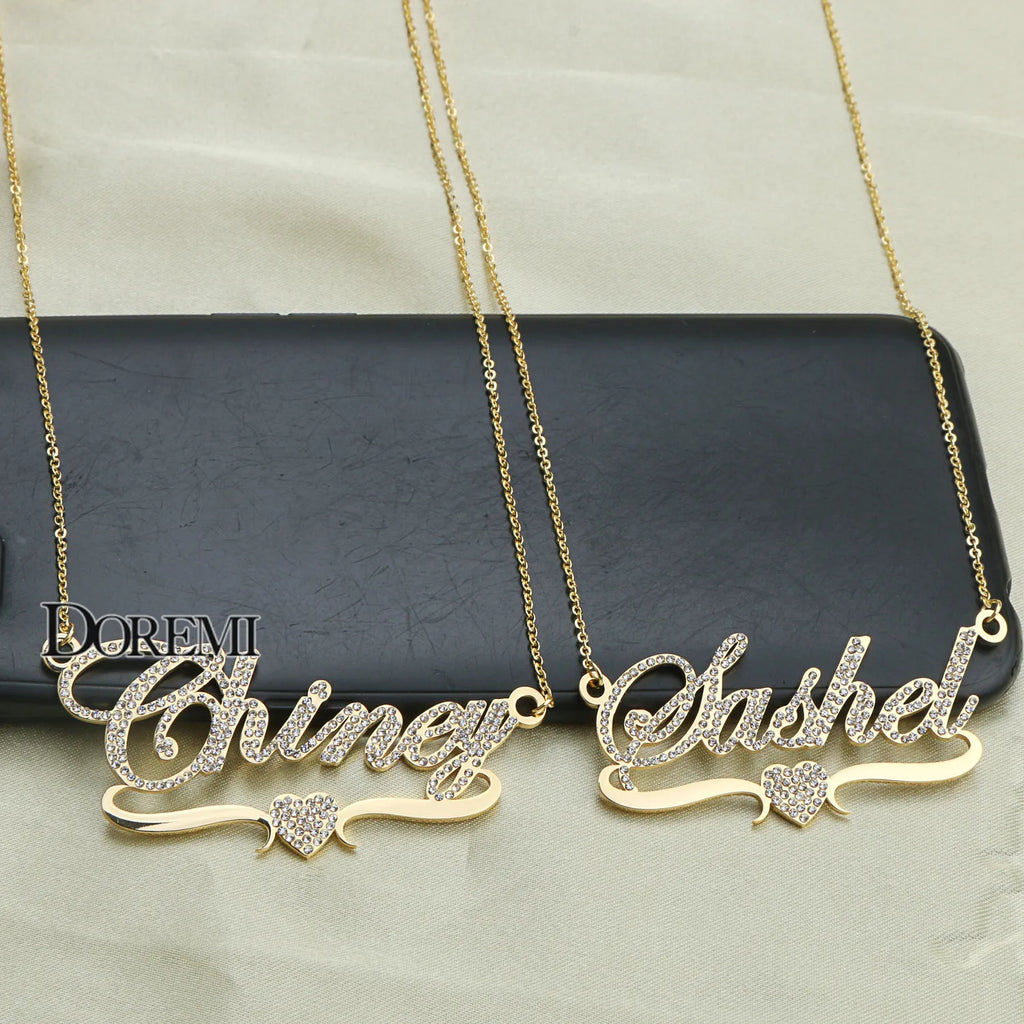 DOREMI Stainlesss Custom Name Necklaces Pendant Letters Necklace for Women Custom Chain Jewelry  Children Personalized Gold