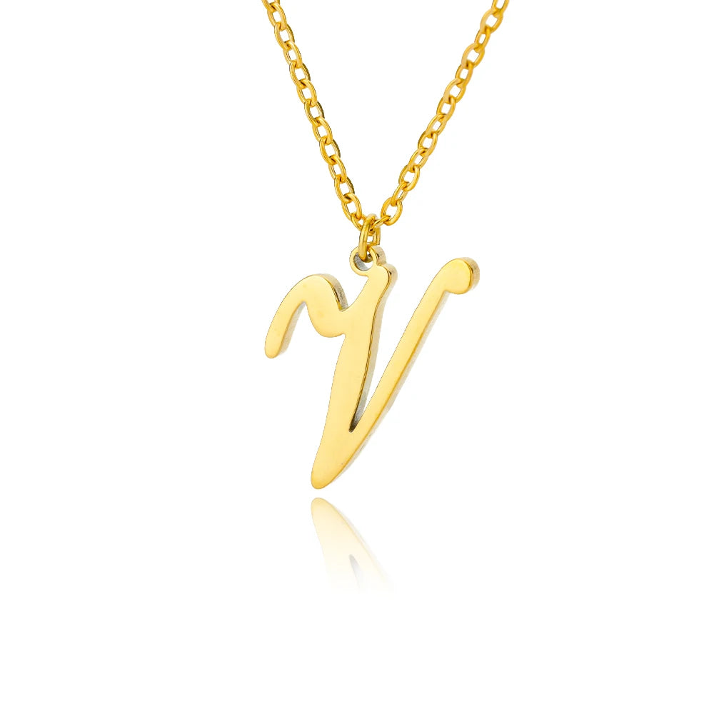 Dainty Initial Letter Necklaces For Women Gold Color Minimalist  Stainless Steel Initial Necklace Femme Wedding Jewelry Gift