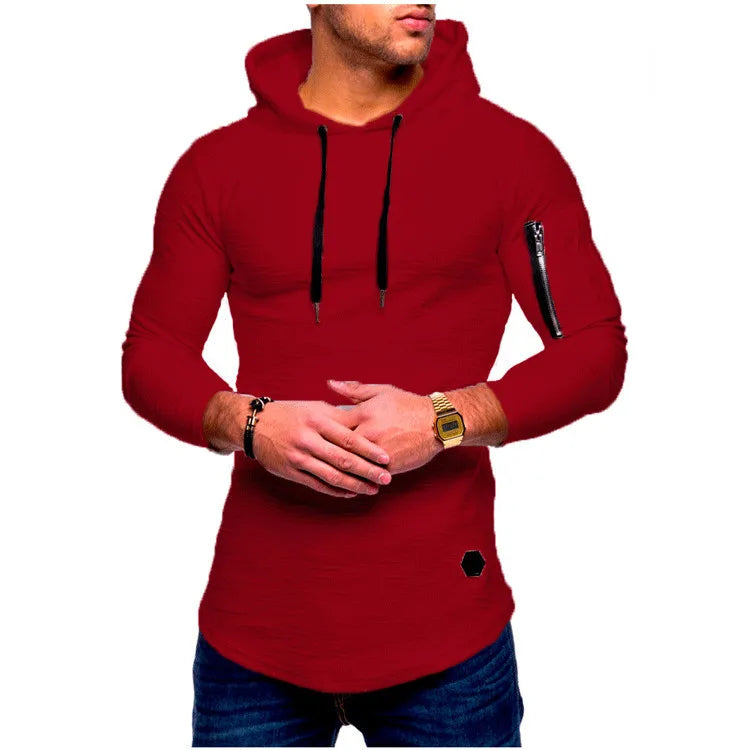 New Spring Men's Hooded T Shirt Slim Fit Cotton Long Sleeve Casual Zipper T-shirts Tops and Tees Hoodies Tshirt for Men  MY174