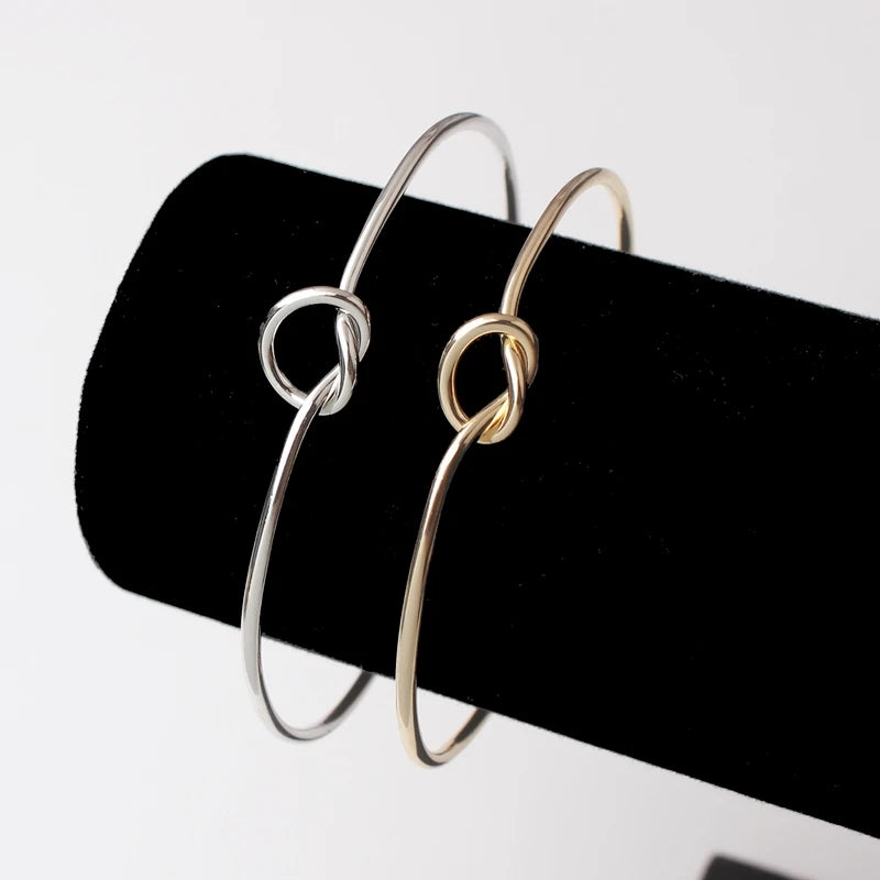 New Trendy Round Circular Open Knot Cuff Bangle Bracelets For Women Elegant Gold Color Noeud Armband Pulseiras Girl Jewelry