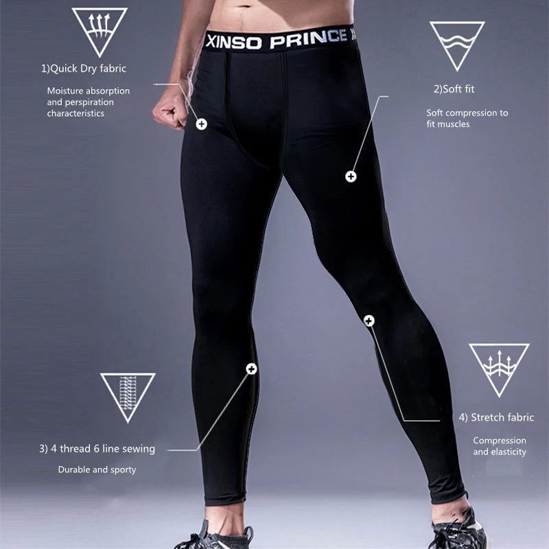 Mens Tight Gym Compression Pants Quick Dry Fit Sportswear Running Tights Men Legging Fitness Training Sexy Sport Gym Leggings