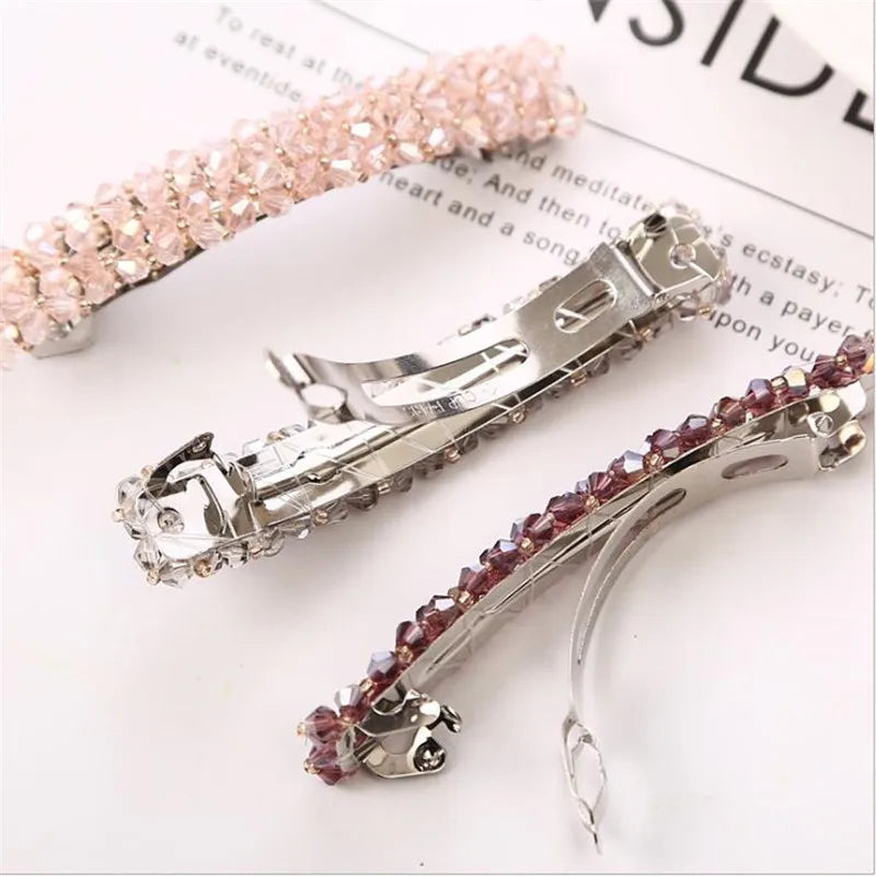 Fashion 11 Colors Korean Crystal Pearl Hair Clips Elegant Women Barrettes Hairpins Hairgrips Headwear Hair Accessories