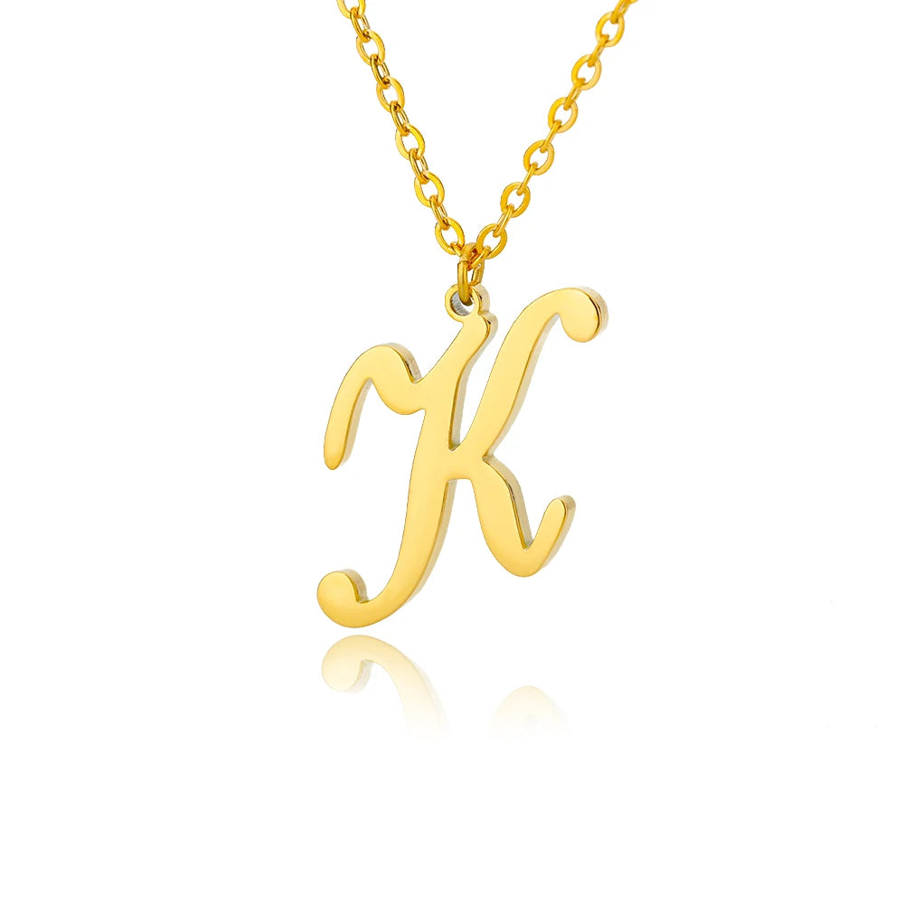 Dainty Initial Letter Necklaces For Women Gold Color Minimalist  Stainless Steel Initial Necklace Femme Wedding Jewelry Gift