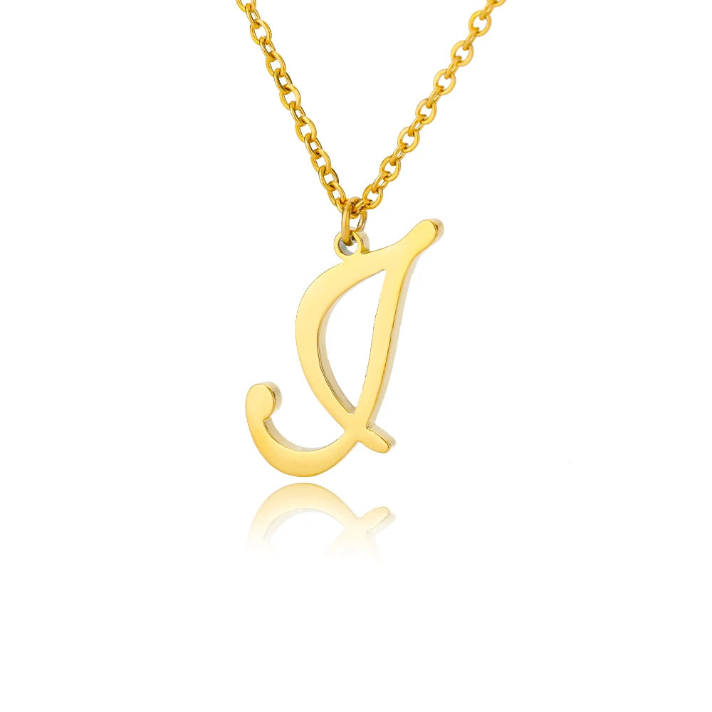 Dainty Initial Letter Necklaces For Women Gold Color Minimalist  Stainless Steel Initial Necklace Femme Wedding Jewelry Gift