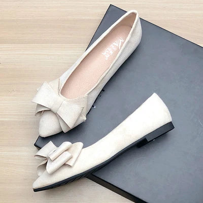 Women Flats with Big Bowknot Red Wedding Shoes Flat Heel Butterfly-knot Soft Sole Small Size 33 34 large size 43 Rose Red Flats