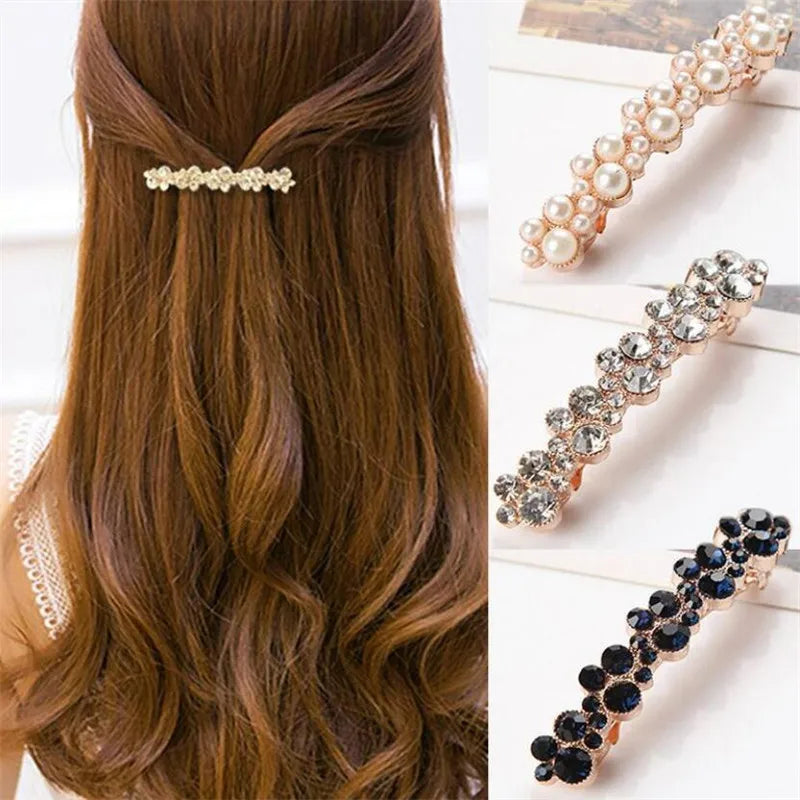 Fashion 11 Colors Korean Crystal Pearl Hair Clips Elegant Women Barrettes Hairpins Hairgrips Headwear Hair Accessories