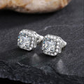 Huitan Rectangle/Square Green Cubic Zircon Stud Earrings Women Elegant Party Accessories Anniversary Gift Lady Timeless Earrings