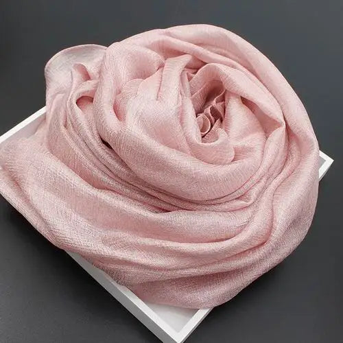 2023 New Pure Color Linen Women Scarf spring and autumn winter pashmina shawl foulard femme Plus Size Hijab Stole Scarves