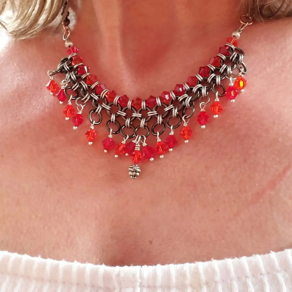Handmade Mixed Metal Chainmaille Princess Warrior Choker Necklace