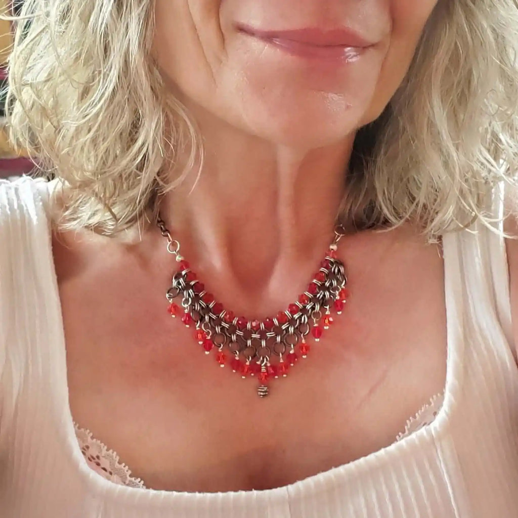 Handmade Mixed Metal Chainmaille Princess Warrior Choker Necklace