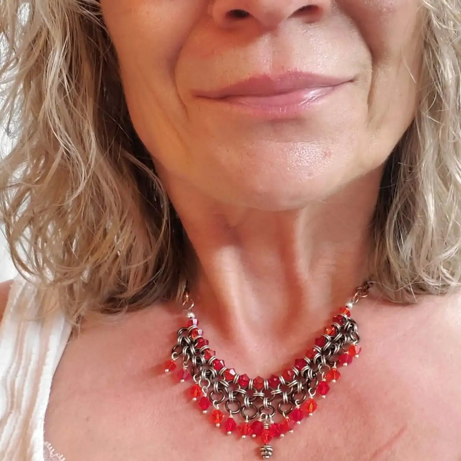 Handmade Mixed Metal Chainmaille Princess Warrior Choker Necklace