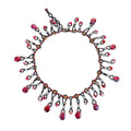 Handmade Sparkly Beaded Red and Green Waterfall Statement Necklace