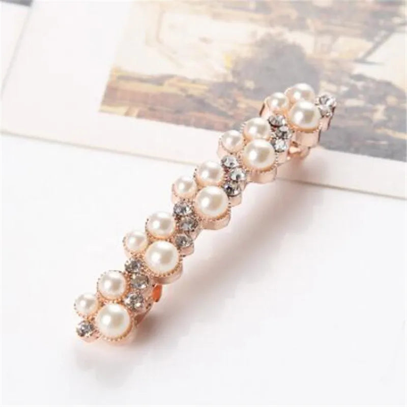 Fashion 11 Colors Korean Crystal Pearl Hair Clips Elegant Women Barrettes Hairpins Hairgrips Headwear Hair Accessories