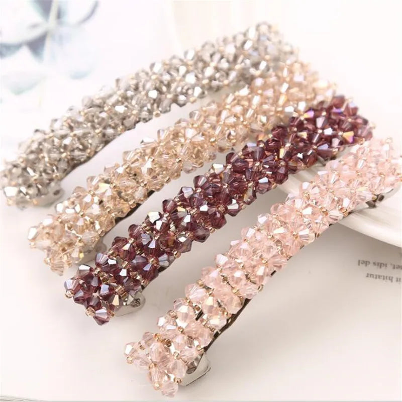 Fashion 11 Colors Korean Crystal Pearl Hair Clips Elegant Women Barrettes Hairpins Hairgrips Headwear Hair Accessories