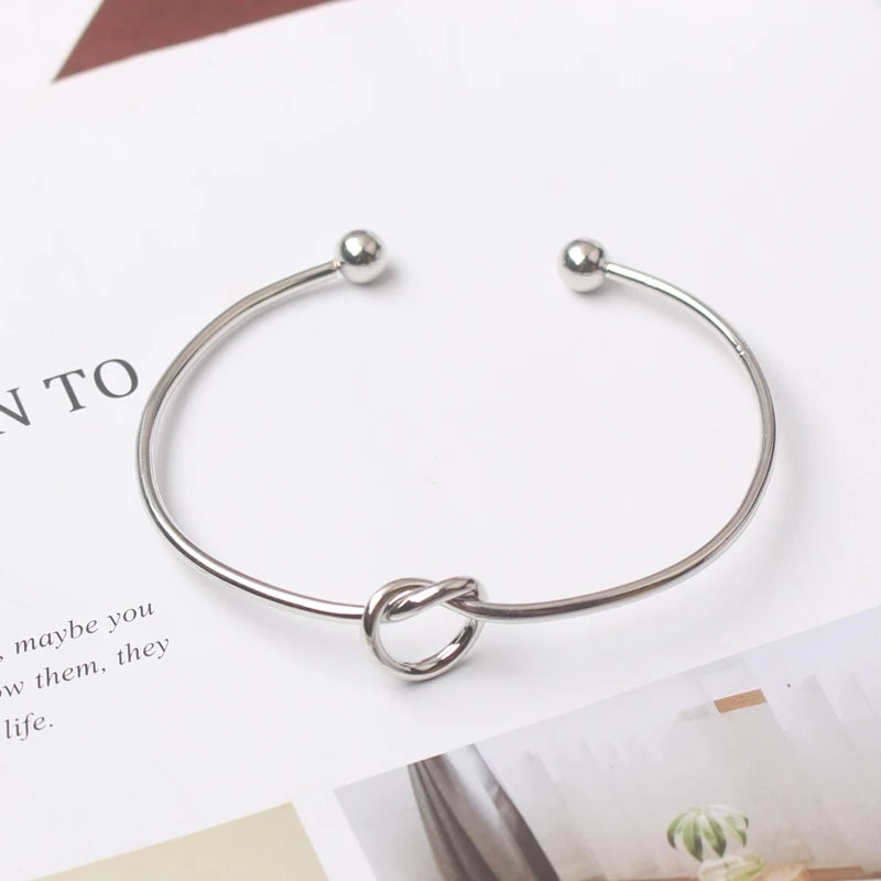 New Trendy Round Circular Open Knot Cuff Bangle Bracelets For Women Elegant Gold Color Noeud Armband Pulseiras Girl Jewelry