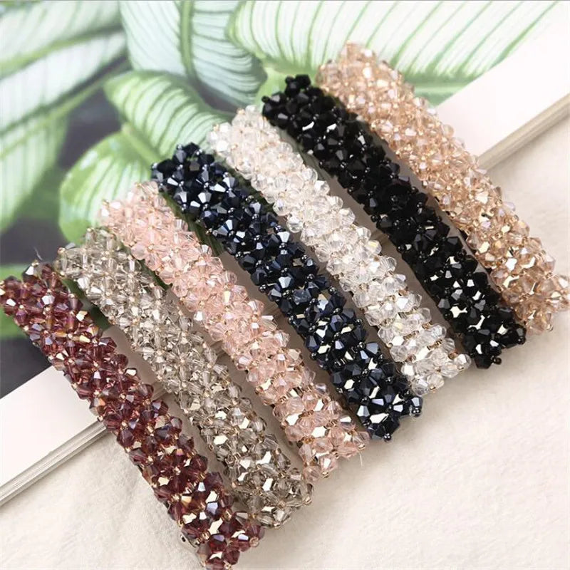 Fashion 11 Colors Korean Crystal Pearl Hair Clips Elegant Women Barrettes Hairpins Hairgrips Headwear Hair Accessories