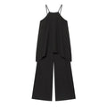 Women's Jumpsuit 2026 Summer New Style Black Strappy Double-Layer Woven Jumpsuit Elegant and Fashionable