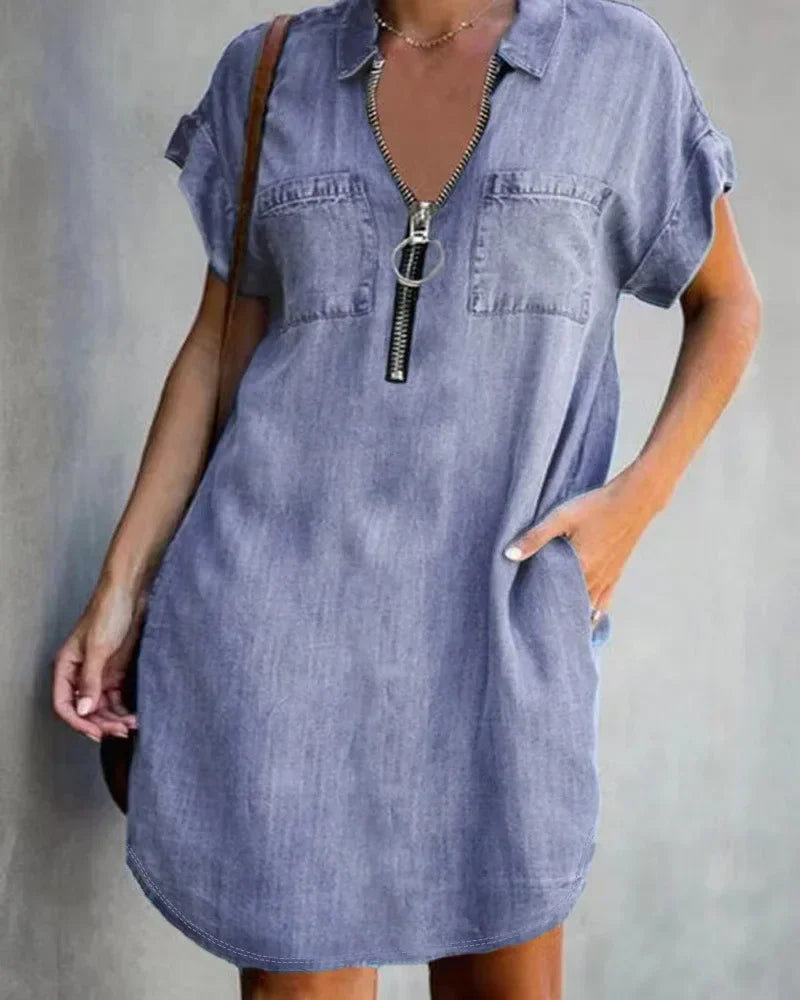 2023 Autumn Women's Dress Large Size Cowboy Style Blue Square Collar Pockets Casual Fashion Ladies Clothes Female Long Dresses