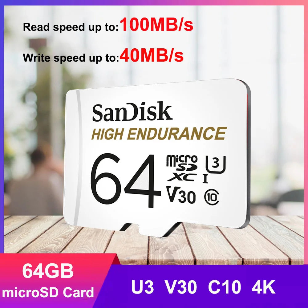 SanDisk MicroSD Memory Card 32GB MicroSDHC 64GB 128GB 256GB MicroSDXC C10 U1 V30 U3 TF Cards for Dash Cam Home Video Monitoring