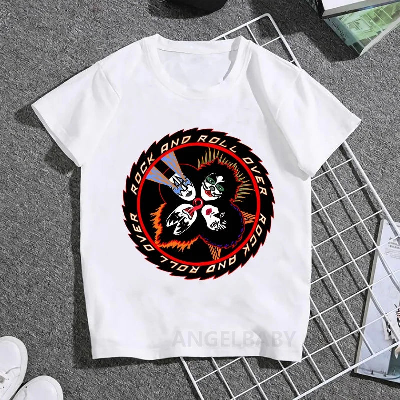Stormtrooper Fans Kiss Rock Band Print Fashion Kids T shirt Girls Summer Tops Baby Boys Clothes Children Short Sleeve T-shirts