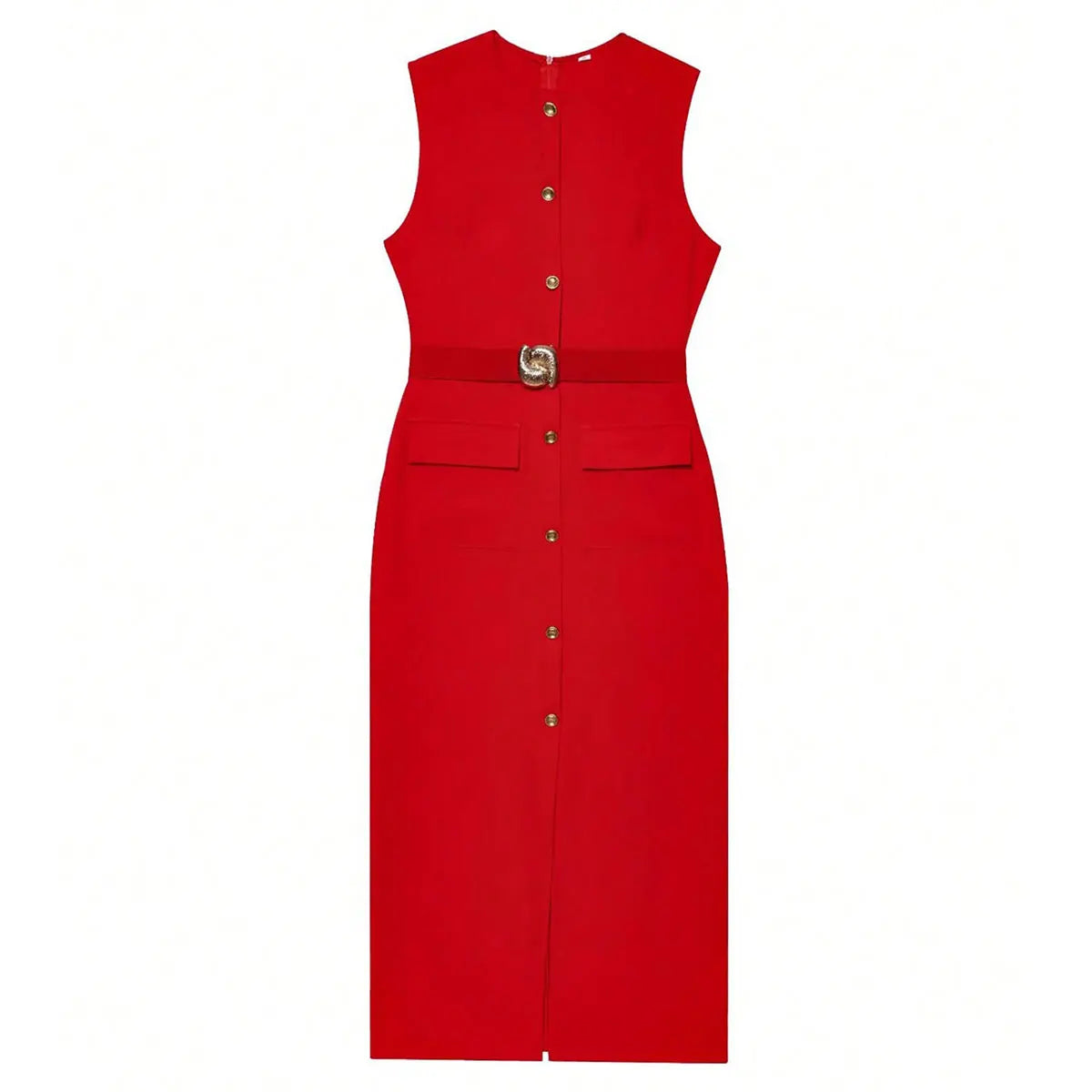 HH Women Elegant Black Dress O Neck Single Breasted Sleeveless Dresses With Belt Summer Casual Office Lady Dress Vestidos