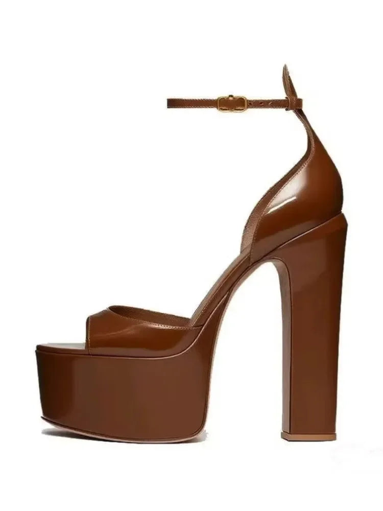 Ladies' summer new coarse high-heeled fish mouth sandals, thick soled waterproof platform, sexy party and wedding women's shoes