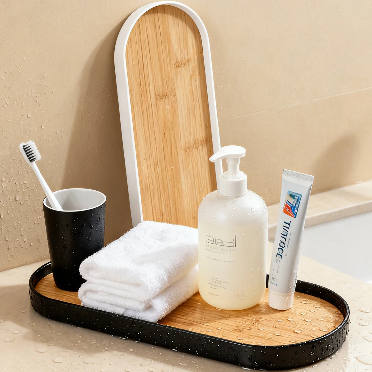 Oval-Shaped Bathroom Tray for Counter, Soap Bottles/Perfume/Jewelry/Candle Storage Tray, Decorative Kitchen Sink Organization,