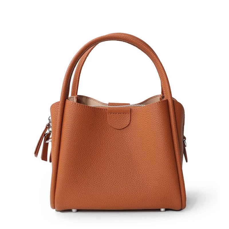2025 New Summer Women Bag Lady Fashion Small Bucket Handbag Genuine Leather Cross-body Messenger Female Minimalist Shoulder Bag