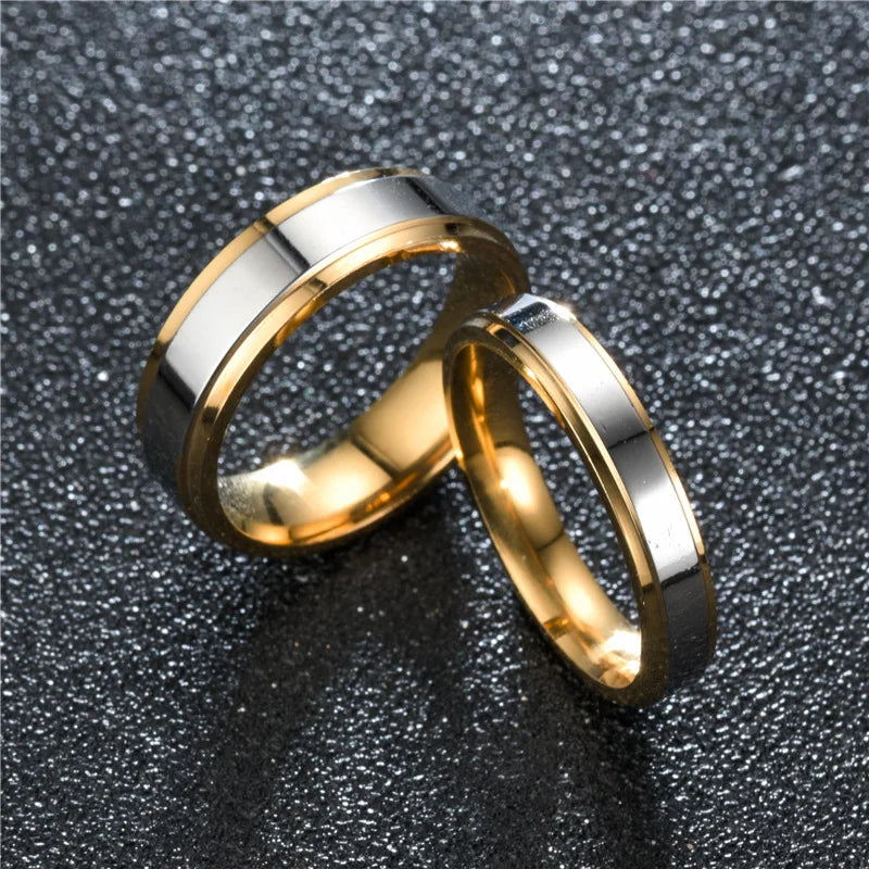 Fashion Design Stainless Steel Wedding Ring Couple 4/6mm Width Rings For Women Men Memorial Day  Jewelry Valentine's day Gifts