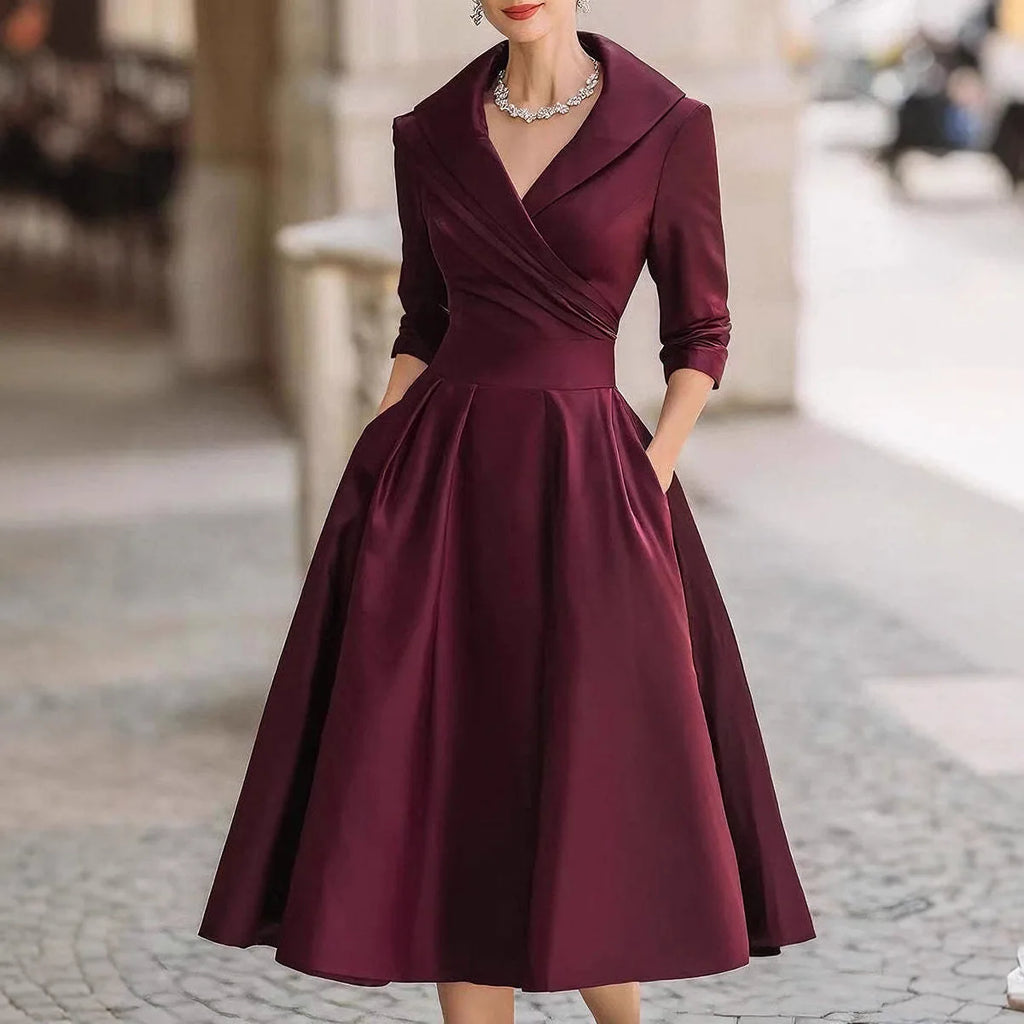 Women's Fashion Dress New Style V-neck Waist-hugging Makes You Look Slim And Elegant Long Sleeves Maxi Prom Dresses For Women