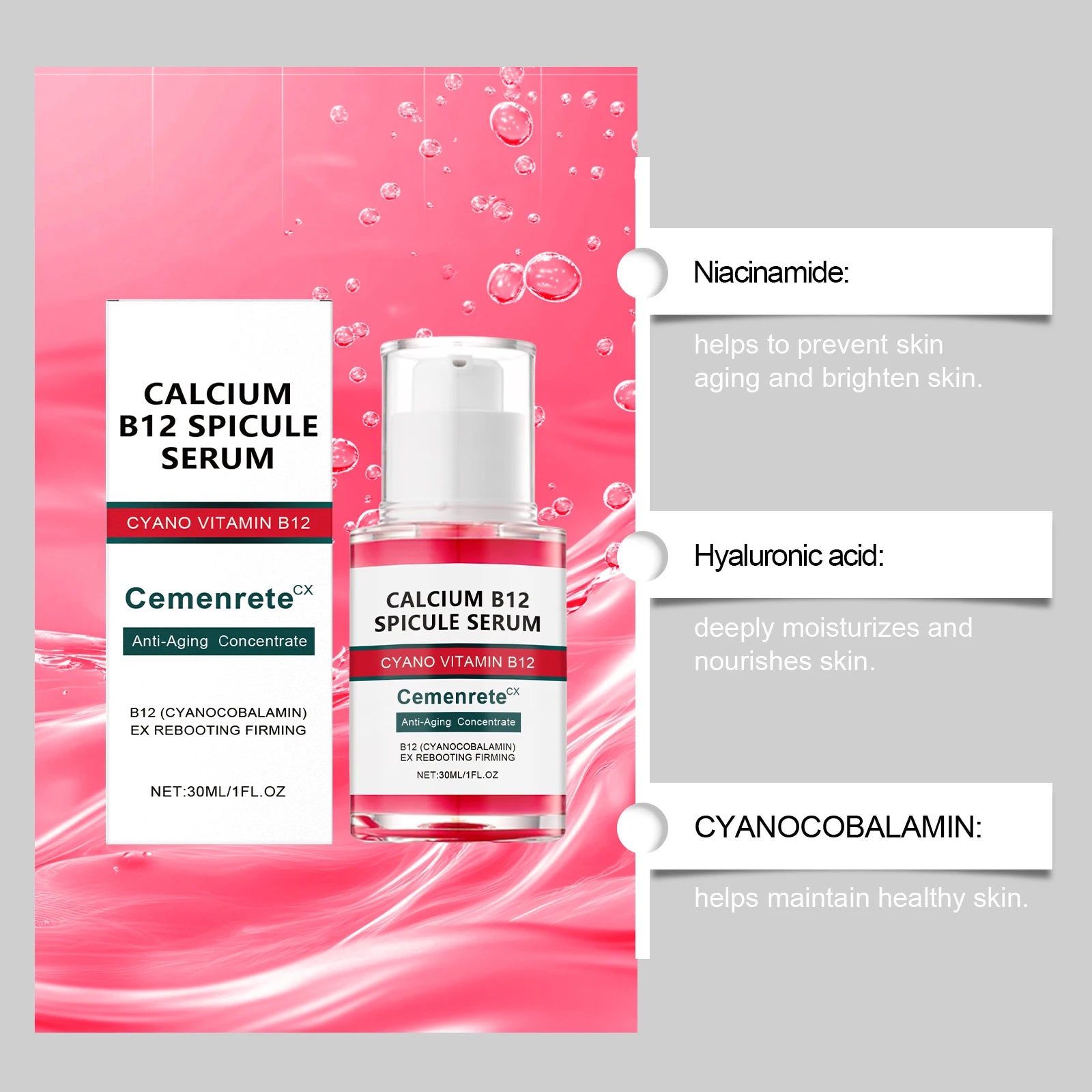 Calcium Skincare Set Anti-Aging Calcium Volume Facial Serum Eye Patches Multi Balm Fade Fine Lines Reduce Dark Circles Nourishes
