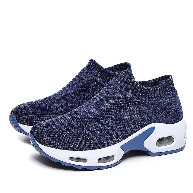 Women Sneakers 2020 Spring Flat Shoes Slip on Platform Sneakers for Women Black Breathable Mesh Sock Sneakers Shoes