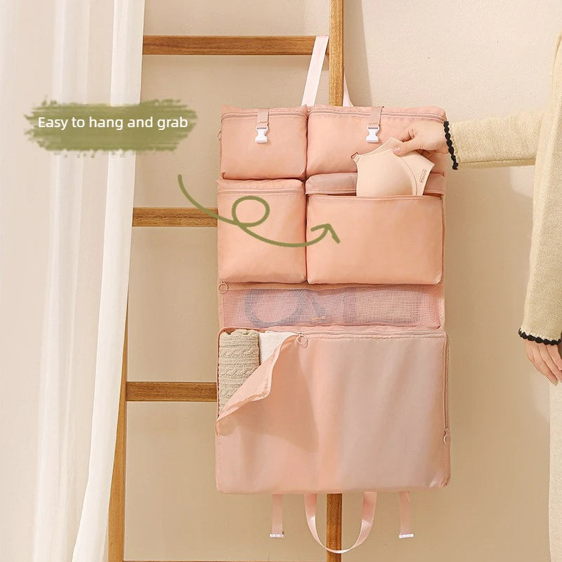 Travel Hanging Storage Bag Portable Foldable Multi Pocket Organizer for Clothes Accessories