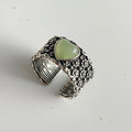 925 Sterling Silver Rings For Women Geometric Fine Jewelry Finger Adjustable Wide Heart Stone Ring For Party Birthday Gift