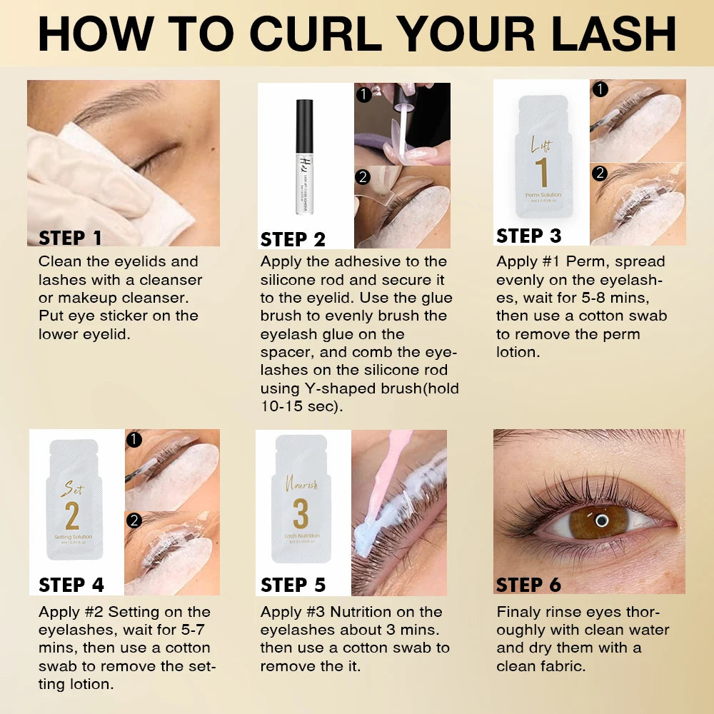Gollee Eyelash Perm Curler 15 Minutes Lashes Brow Lamination Kit Lasting 4-6 Weeks Eyelashes Lifting Perm Enhancer Salon Beauty