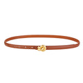 Premium Genuine Leather Women's Fashion Belt with High-Quality Metal Knot Buckle for Dresses and Jeans