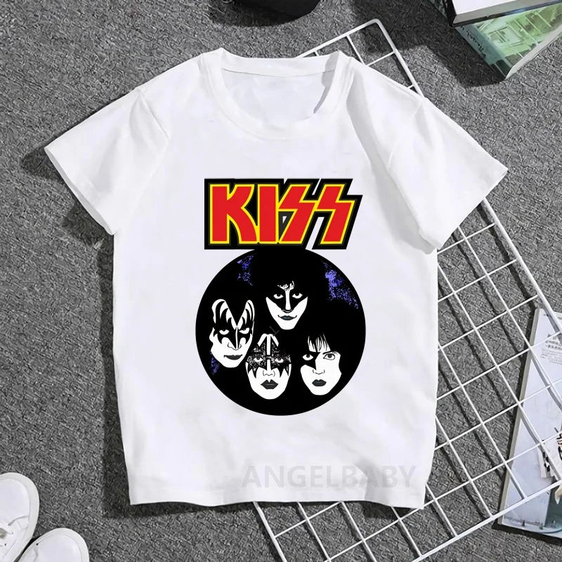 Stormtrooper Fans Kiss Rock Band Print Fashion Kids T shirt Girls Summer Tops Baby Boys Clothes Children Short Sleeve T-shirts