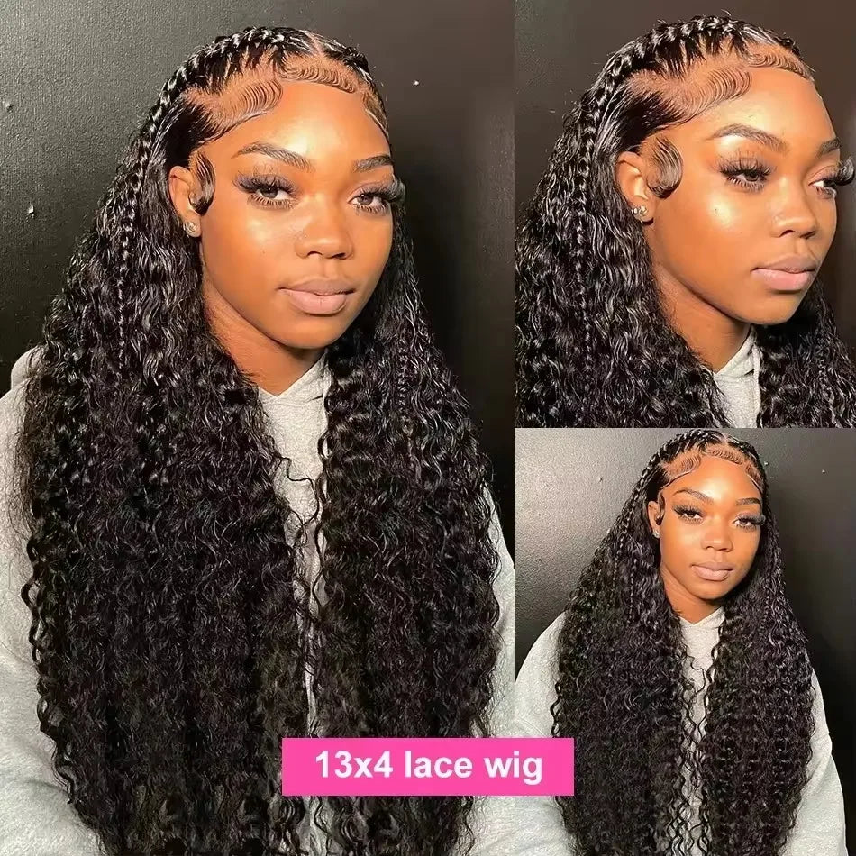 200 Density 13x4 13x6 Hd Transparent Loose Deep Wave Lace Frontal Wig Brazilian 30 40 Inch Curly Lace Front Wigs For Black Women